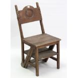 A pine metamorphic chair/library step.