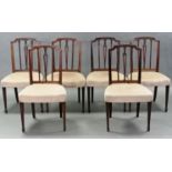 A SET OF SIX HEPPLEWHITE STYLE MAHOGANY DINING CHAIRS BY CHARLES BAKER OF BATH, the rectangular open