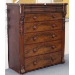 A Victorian mahogany chest, fitted cushion frieze drawer above five long graduated drawers with