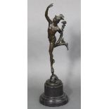 After Giambologna; a cast bronze figure of Mercury, bears foundry mark of Garanti Paris, J. B.