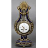 A late 19th century French porcelain & ormolu-mounted lyre shaped “Marie Antoinette” clock, the 3”