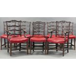 A set of eight 19th century mahogany dining chairs, including a pair of armchairs, each with cared &