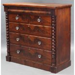 A Victorian mahogany chest, fitted cushion frieze drawer above two short & three long graduated