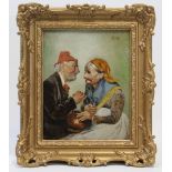 G. FALKE (Austrian, 19th/20th century) “Peasant Couple”, signed upper right; Oil on canvas: 10” x