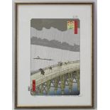 After HIROSHIGE (1797-1858) “Ohashi Atake No Yudachi” (Sudden Shower over Shin Ohashi Bridge and