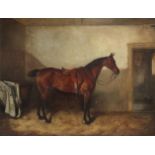 JOHN ARNOLD ALFRED WHEELER (Bath 1821-1903). Portrait of a chestnut hunter in a stable. Signed &