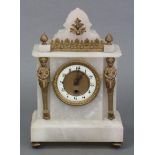 A 19th century style mantel clock, the 3¾” dial with Arabic numerals & electrically-operated