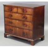 A George III mahogany chest, fitted two short & three long drawers with brass swing handles, boxwood