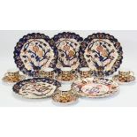 Six Royal Crown Derby Imari pattern coffee cans & four saucers (five cans cracked); & five Copelands
