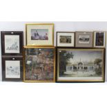 Various decorative pictures, each in glazed frame.