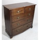 An Edwardian oak chest, fitted two short & three long graduated drawers with brass swing