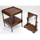 An inlaid burr-walnut small square two-tier bedside table, fitted drawer to the lower tier & on