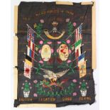 A silk embroidered black satin panel “ALLIED FORCES IN CHINA 1912-1913, BRITISH LEGATION GUARD