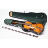 A violin & bow (violin 23” long), with case.