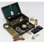 A silver watch Albert; & various items of costume jewellery, all contained in a Morocco leather