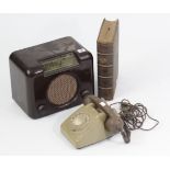 A Bush valve radio in brown Bakelite case; together with a vintage telephone; & an early 20th