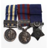 A trio of Victorian dress miniatures:- Egypt Medal 1882-89 with clasp “The Nile 1884-5”; India