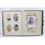A Victorian leather-bound family photograph album containing sixty black & white carte-de-visite