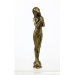 An art nouveau small cast bronze female figure, 4¼” high.