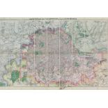 An early 20th century Davies’s linen-backed folding map of “London And Its Environs” published by