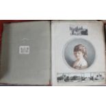 A late 19th/early 20th century leather-bound scrap book containing numerous illustrations &