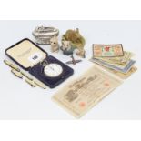 A “Venner Time Switches” chrome-cased pocketwatch; together with eight vintage German banknotes;