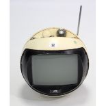 A JVC “Videosphere” portable television (model No. 324OUK), in white Bakelite case.