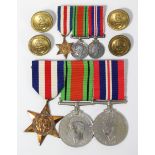 A Second World War trio:- France & Germany Star; Defence, & War Medals, un-named, mounted for