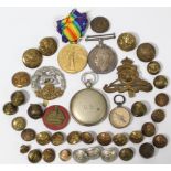 A First World War pair awarded to Gunner E. Mould, R.A.; various brass military & naval uniform