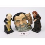 Two Royal Doulton Dicken’s character figures “Fagin” & “Pickwick”; & a Royal Doulton small character
