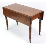 A late 19th century mahogany Pembroke table, fitted end drawer & on turned tapered legs with