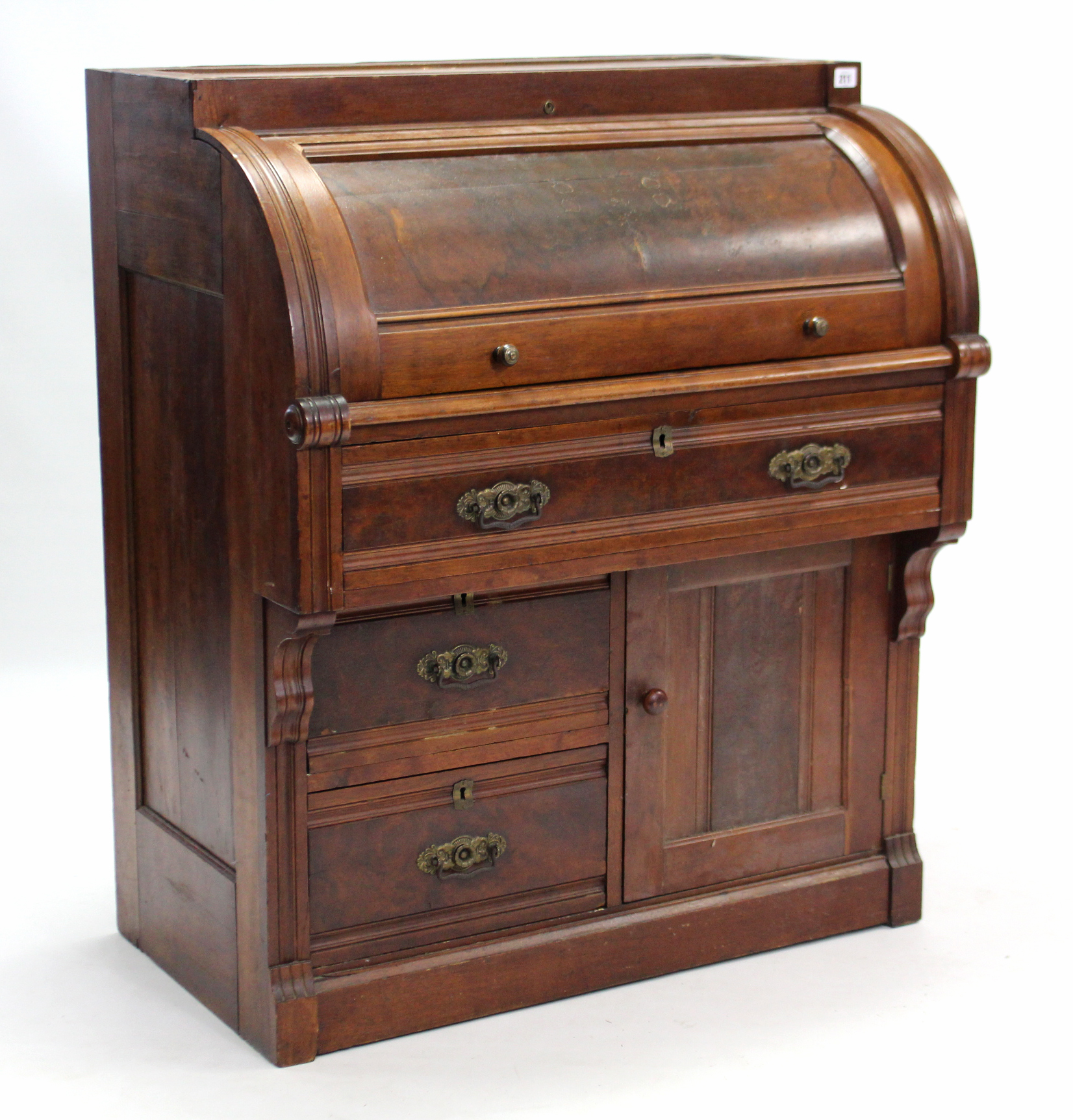 A 19th century tall bookcase the upper part with three adjustable shelves (lacking one glazed - Image 2 of 4