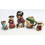 A Royal Doulton large character jug “Auld Mac Bang Went Sixpence”; together with four various toby