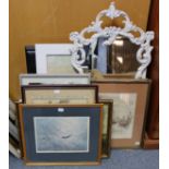 Two wall mirrors; various decorative pictures; & numerous ornaments, etc.