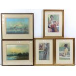 Two 1930’s watercolour paintings by Macbane, one titled “Mallard Pitching”, 10¼” x 15¼”; together