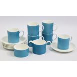 A Wedgwood bone china “Kingfisher” pattern fourteen-piece part coffee service, (after a Susie Cooper