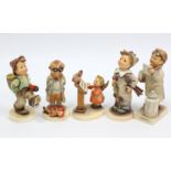 Four Goebel Hummel figures titled “Bird Duet”; “Carnival”; “Little Pharmacist”; & “Stitch in