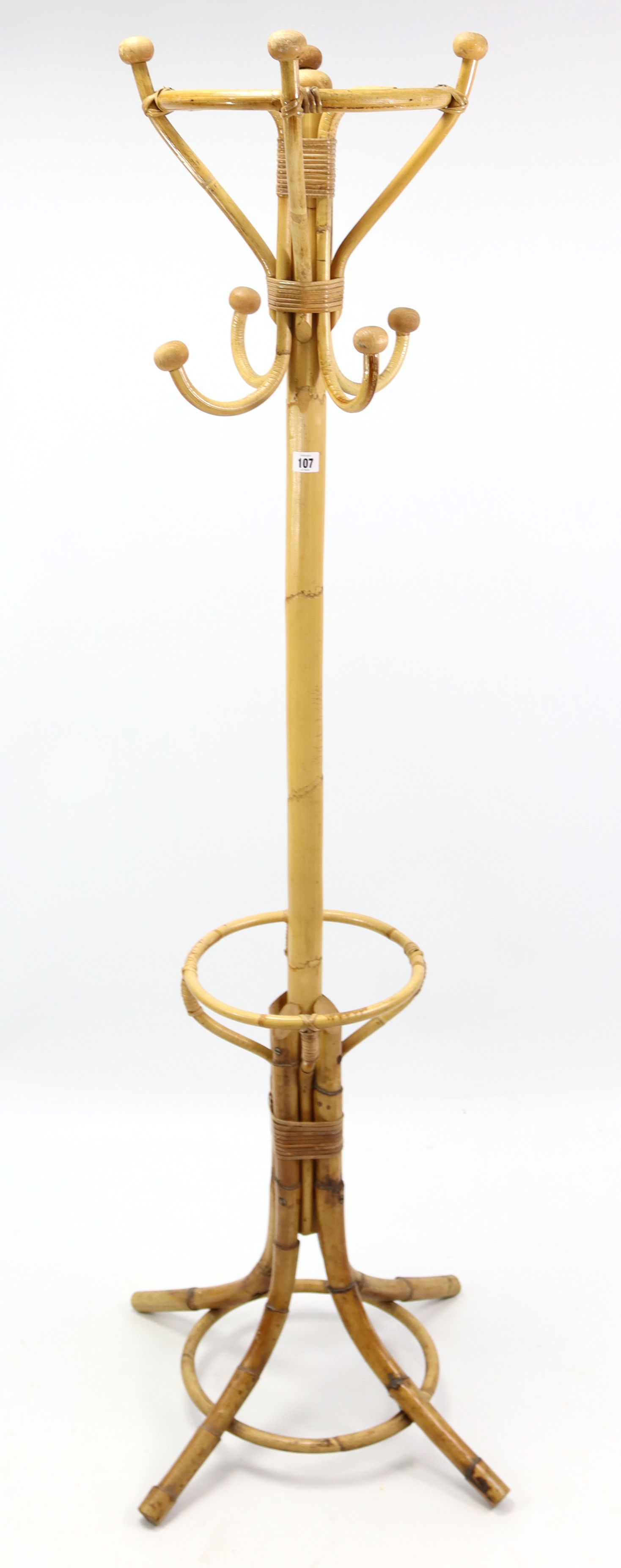 A bamboo hat & coat stand, 67¾” high.