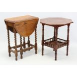 A late 19th century mahogany octagonal occasional table on four ring-turned legs with open