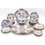 A Victorian floral decorated thirty-six piece part dinner service, part w.a.f.