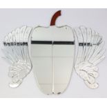 A novelty wall mirror in the form of an apple & with bevelled plate, 35” x 18”; & a pair of