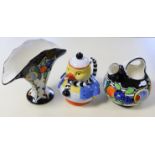 A Shelley China Mabel Lucie Attwell animal series novelty “duck” teapot, 6¾” high; & two