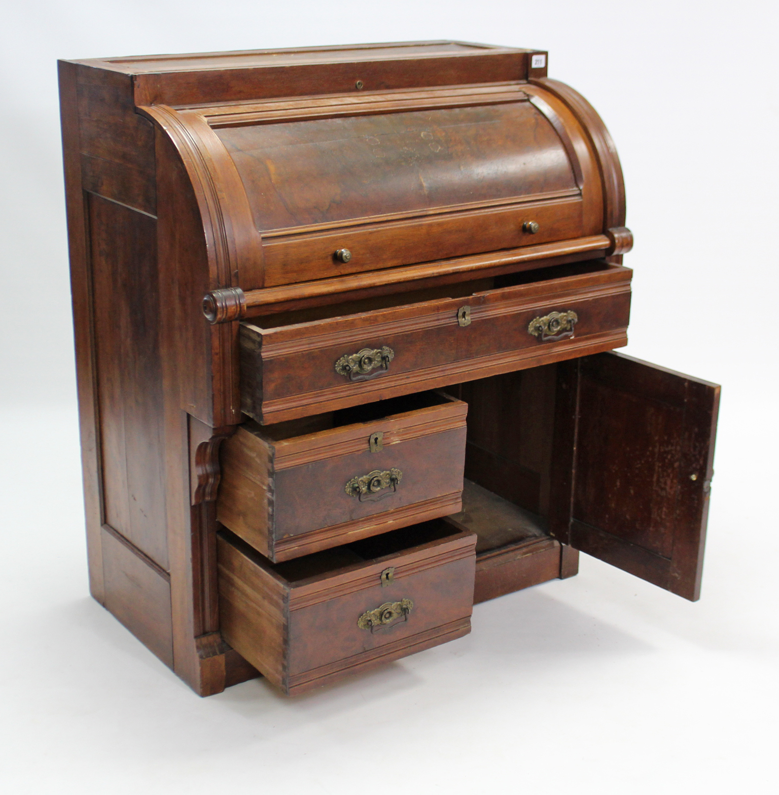 A 19th century tall bookcase the upper part with three adjustable shelves (lacking one glazed - Image 4 of 4