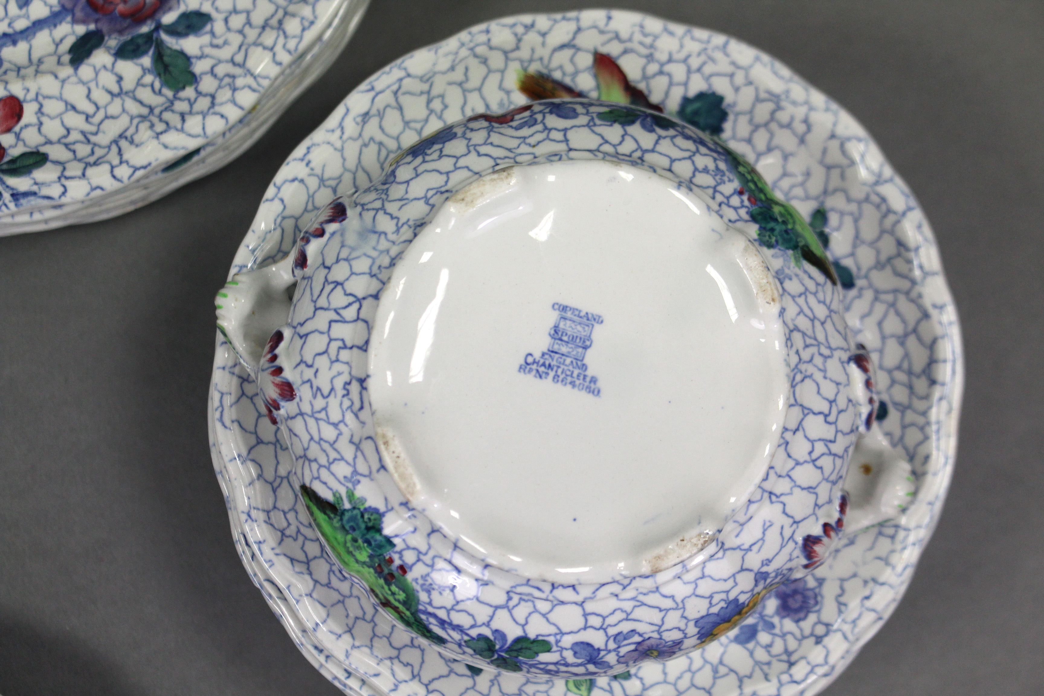 A late 19th century Copeland Spode “Chanticleer” pattern fifty-piece part dinner service, comprising - Image 4 of 4