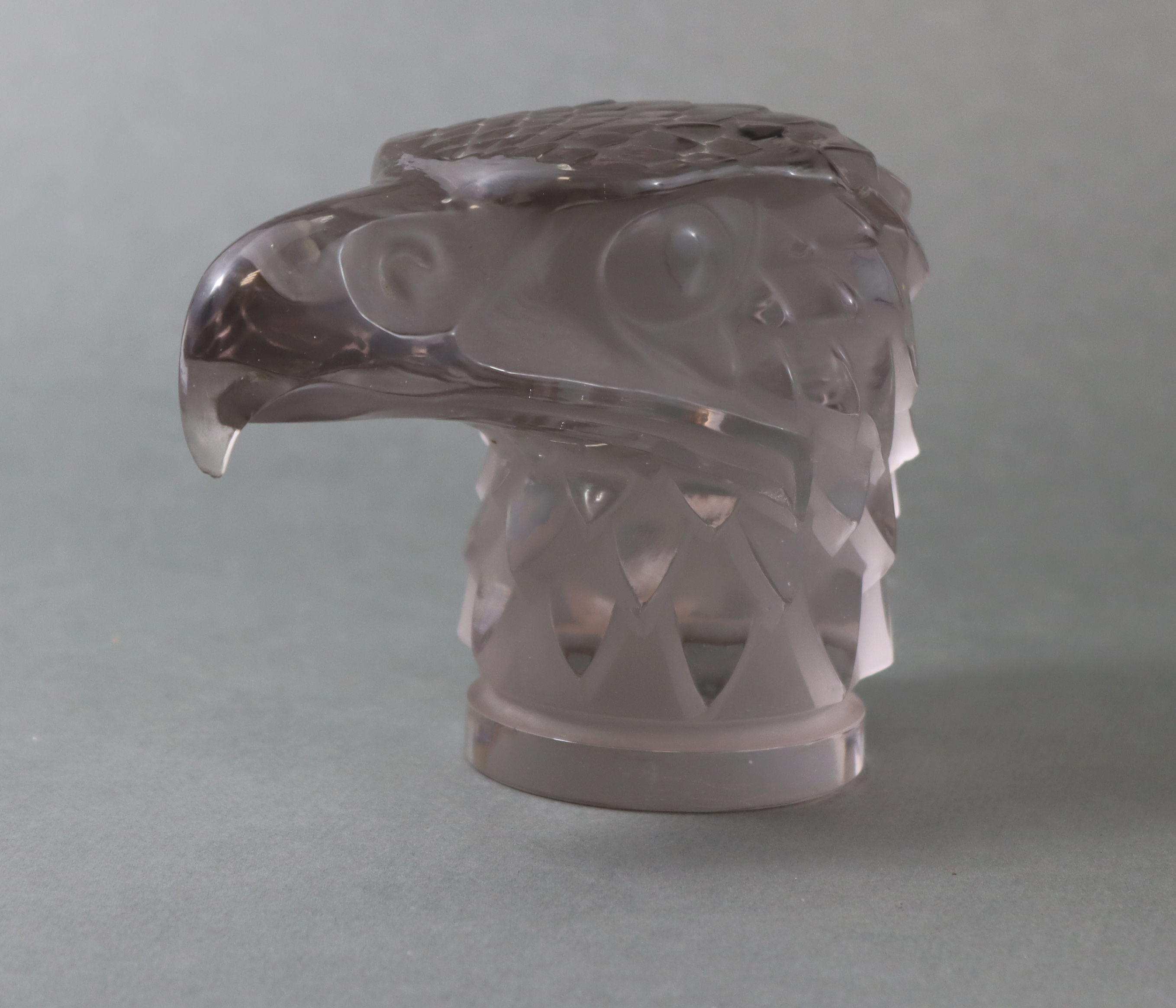 A LALIQUE CLEAR & FROSTED GLASS 'TÊTE D’AIGLE' CAR MASCOT, No. 1138, Designed 1928; 5½” wide x 4¼” - Image 2 of 5