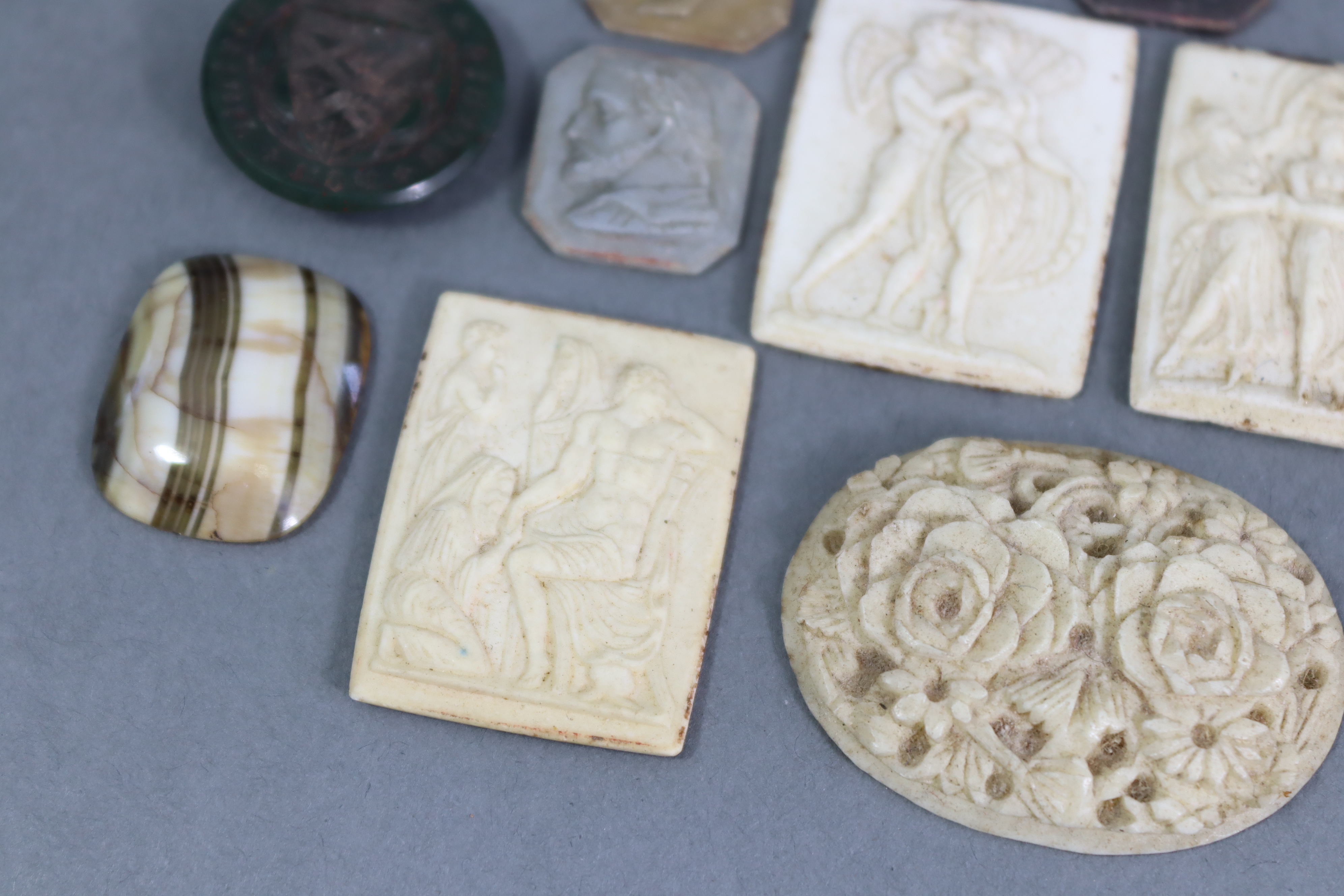 A group of five 19th century Grand Tour plaster intaglios, each depicting a male bust, ¾”; - Image 5 of 5