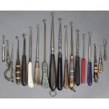 A collection of eighteen various late 19th/early 20th century button hooks.