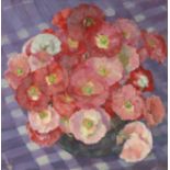 ALFRED PALMER R. O. I. (1877-1951). A still life study of flowers, labelled on reverse inscribed: “