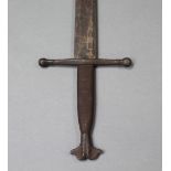 A replica Scottish broadsword with 37” long double-edge blade, & with wire-grip.