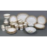 A late 19th/early 20th century porcelain part tea & dinner service of forty eight items with pink